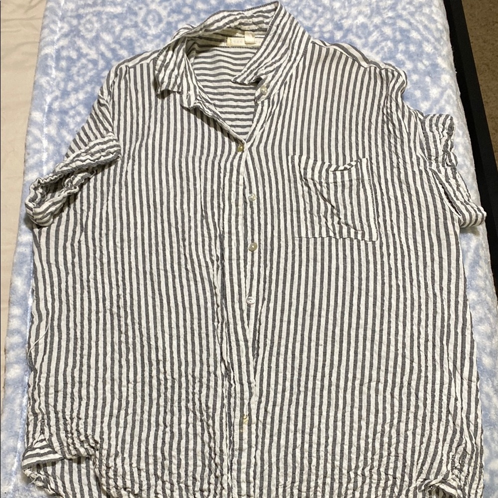 Striped Gray and White Men's Shirt